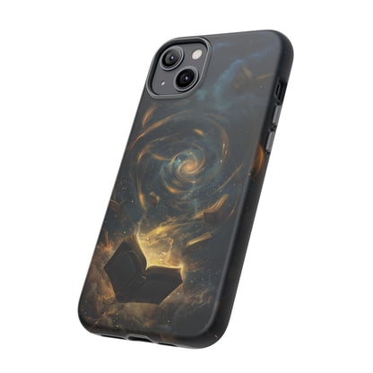 Magical Galaxy Swirling Books Phone Case - Celestial Book Lover's Gift for iPhone, Samsung Galaxy, and Google Pixel Devices