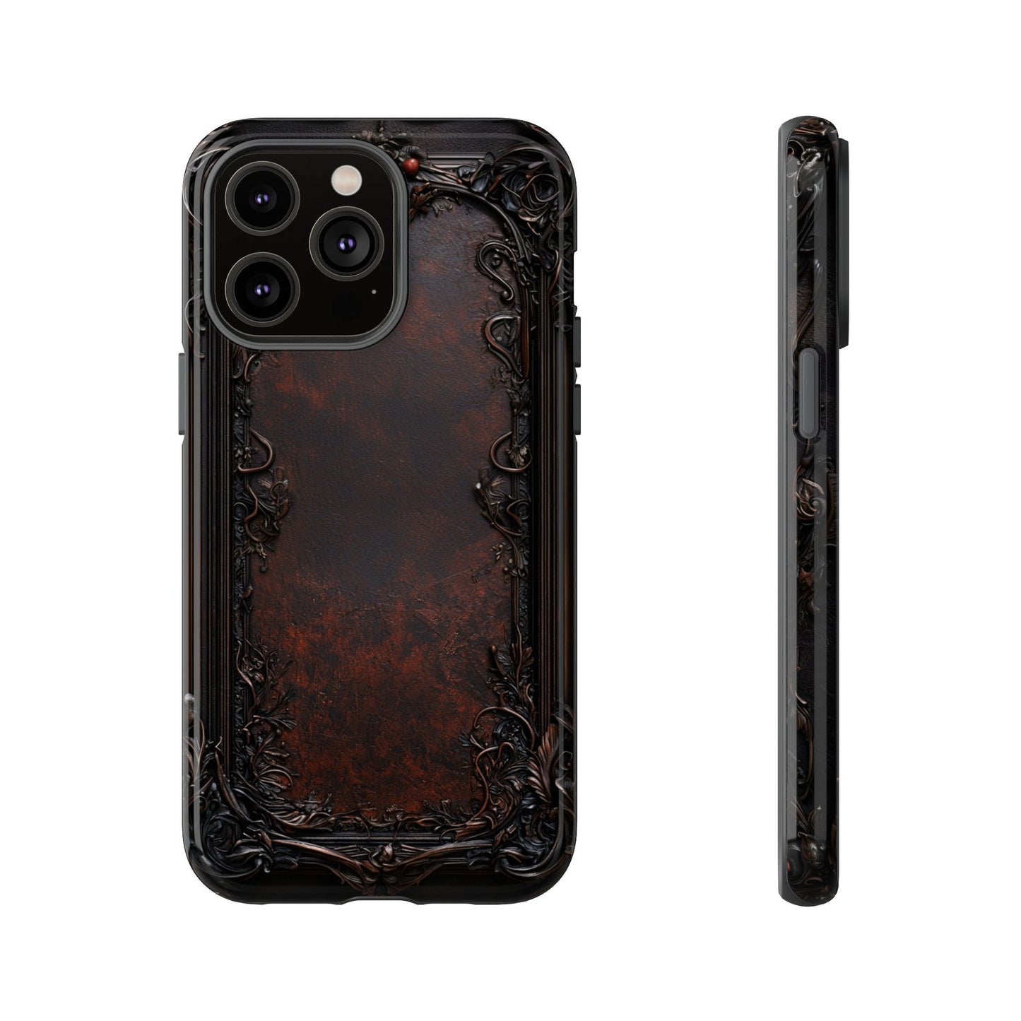 Gothic Ornate Leather-Inspired Phone Case - Dark Aesthetic Cover