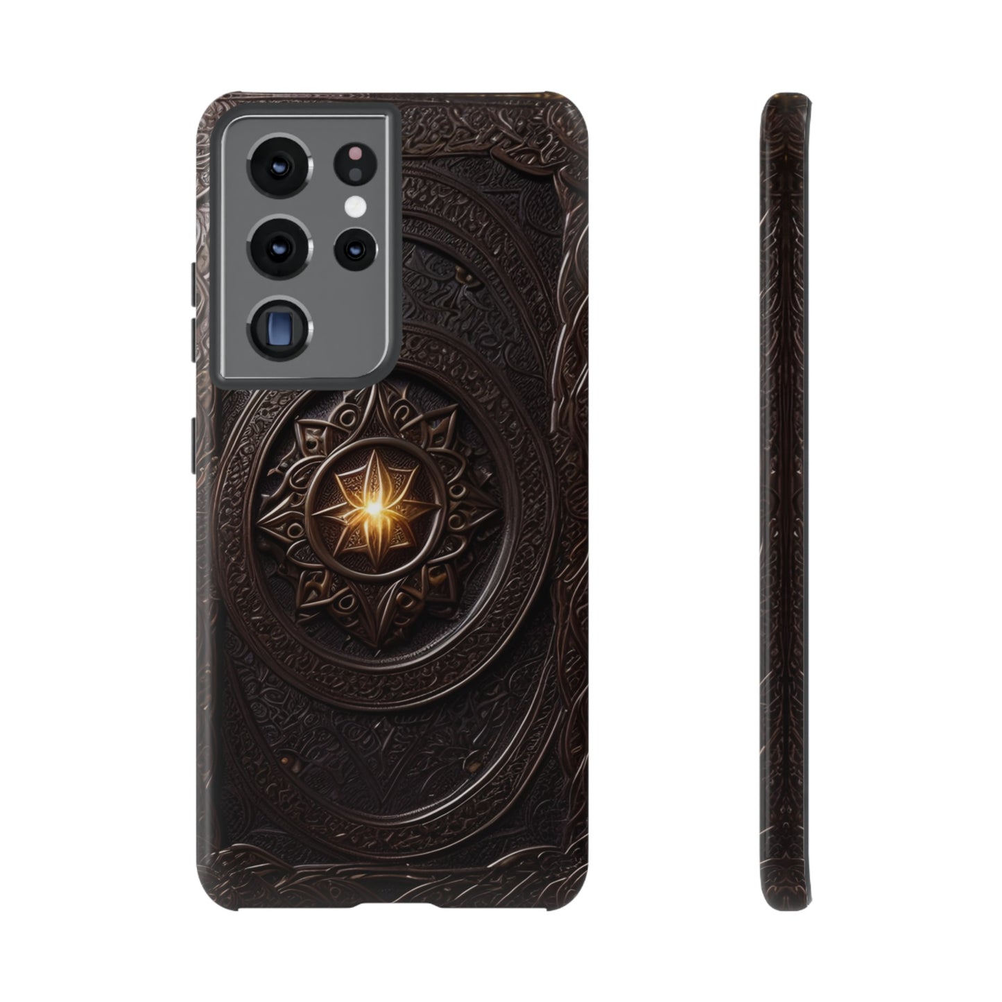 Intricate Leather Flower Tough Phone Case – Elegant Floral Design for iPhone, Samsung Galaxy, and Google Pixel Devices