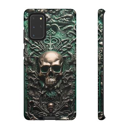 Green Skull Phone Case – Ornate Gothic Design for iPhone, Samsung Galaxy, and Google Pixel Devices