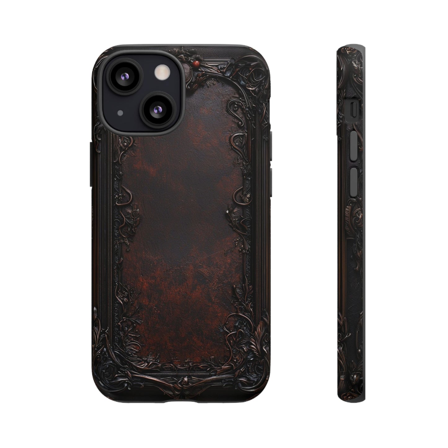 Gothic Ornate Leather-Inspired Phone Case - Dark Aesthetic Cover