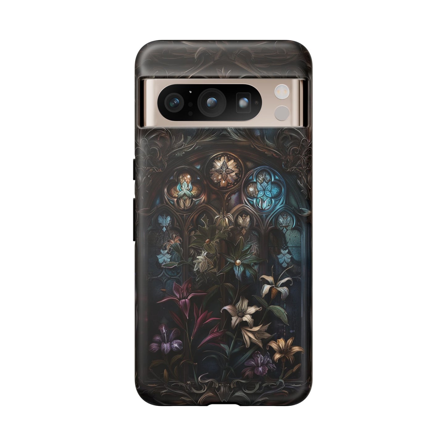 Elegant Gothic Flower Art Phone Case - Intricate Floral Design for iPhone, Samsung Galaxy, and Google Pixel Devices