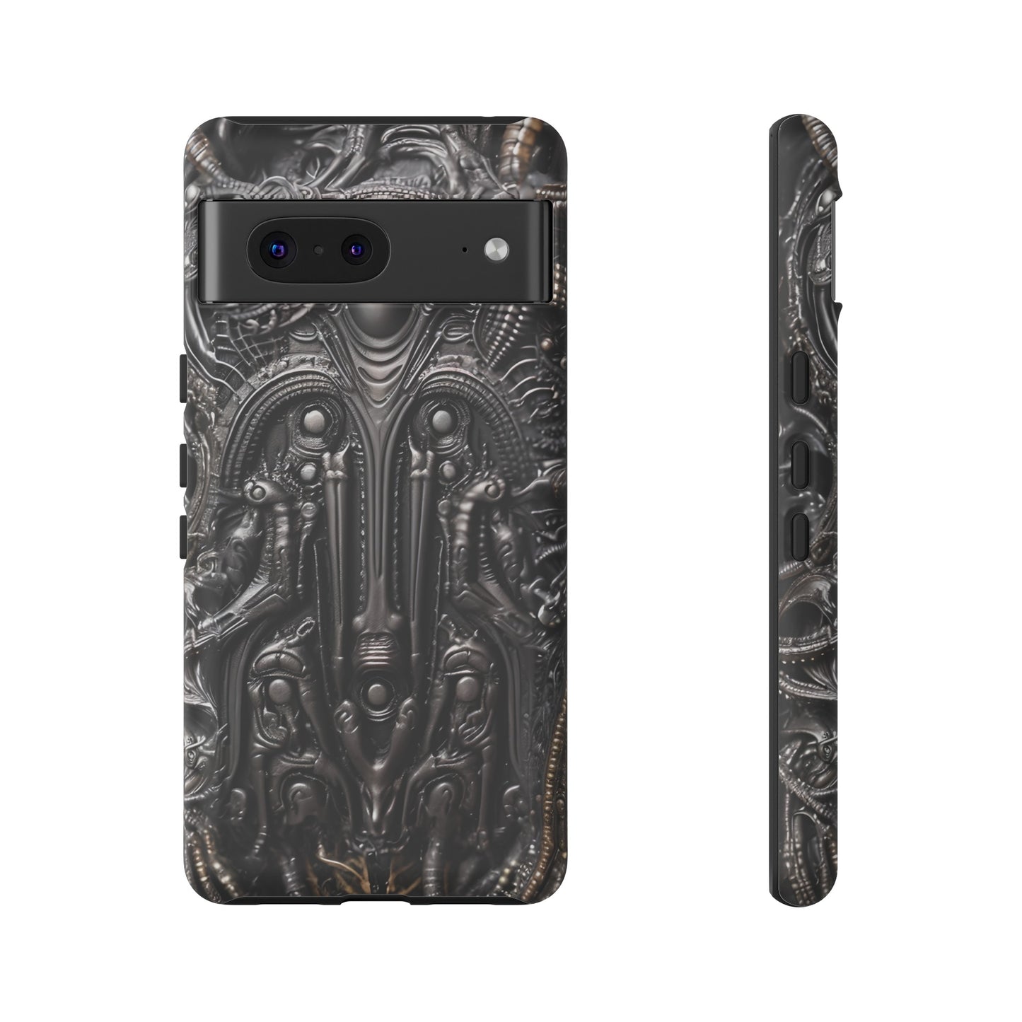 Biomechanical Horror Phone Case – Dark Sci-Fi Design for iPhone, Samsung Galaxy, Google Pixel Devices