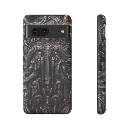 Biomechanical Horror Phone Case – Dark Sci-Fi Design for iPhone, Samsung Galaxy, Google Pixel Devices