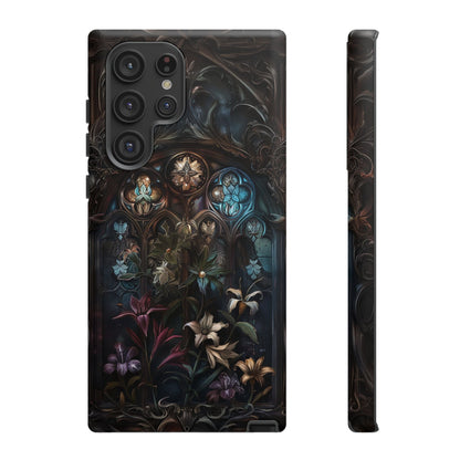 Elegant Gothic Flower Art Phone Case - Intricate Floral Design for iPhone, Samsung Galaxy, and Google Pixel Devices