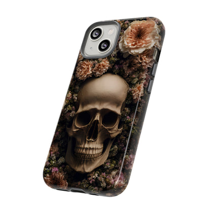 Skull and Flowers #2 Phone Case – Gothic Floral Design for iPhone, Samsung Galaxy, and Google Pixel Devices