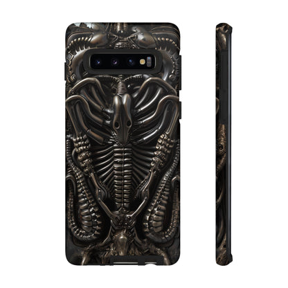 Biomechanical Nightmares Tough Phone Case – Alien Horror Design for iPhone and Samsung Galaxy Devices