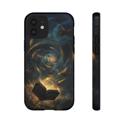 Magical Galaxy Swirling Books Phone Case - Celestial Book Lover's Gift for iPhone, Samsung Galaxy, and Google Pixel Devices