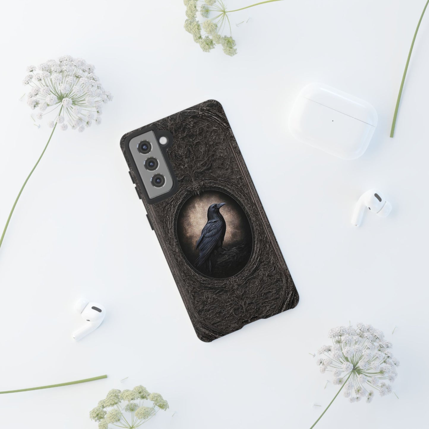 Gothic Raven Phone Case - Mysterious Dark Bird Design
