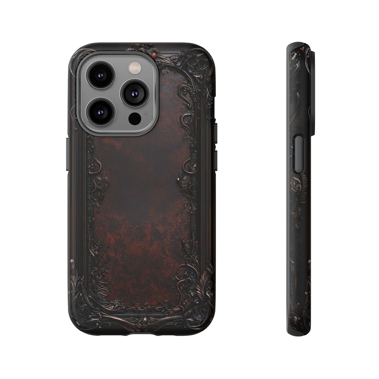 Gothic Ornate Leather-Inspired Phone Case - Dark Aesthetic Cover