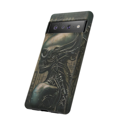 Biomechanical Android Phone Case – Futuristic Alien Horror H.R. Giger-Inspired Design for iPhone, Samsung Galaxy, and Google Pixel Devices