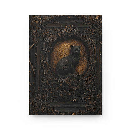 Antique Gothic Black Cat Journal - Vintage-Inspired Notebook with Ornate Frame Design