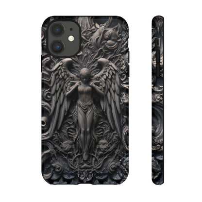 Grey Angel Phone Case – Gothic Marble Statue Design for iPhone, Samsung Galaxy, and Google Pixel Devices