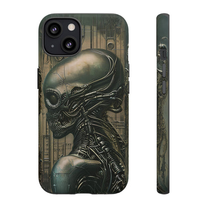 Biomechanical Android Phone Case – Futuristic Alien Horror H.R. Giger-Inspired Design for iPhone, Samsung Galaxy, and Google Pixel Devices