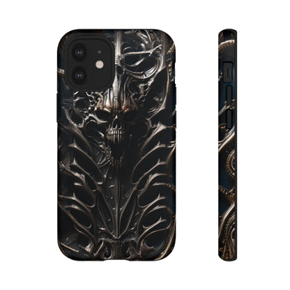 Biomechanical Horror 3 Tough Phone Case – Futuristic Alien Skull Design for iPhone, Samsung Galaxy, and Google Pixel Devices