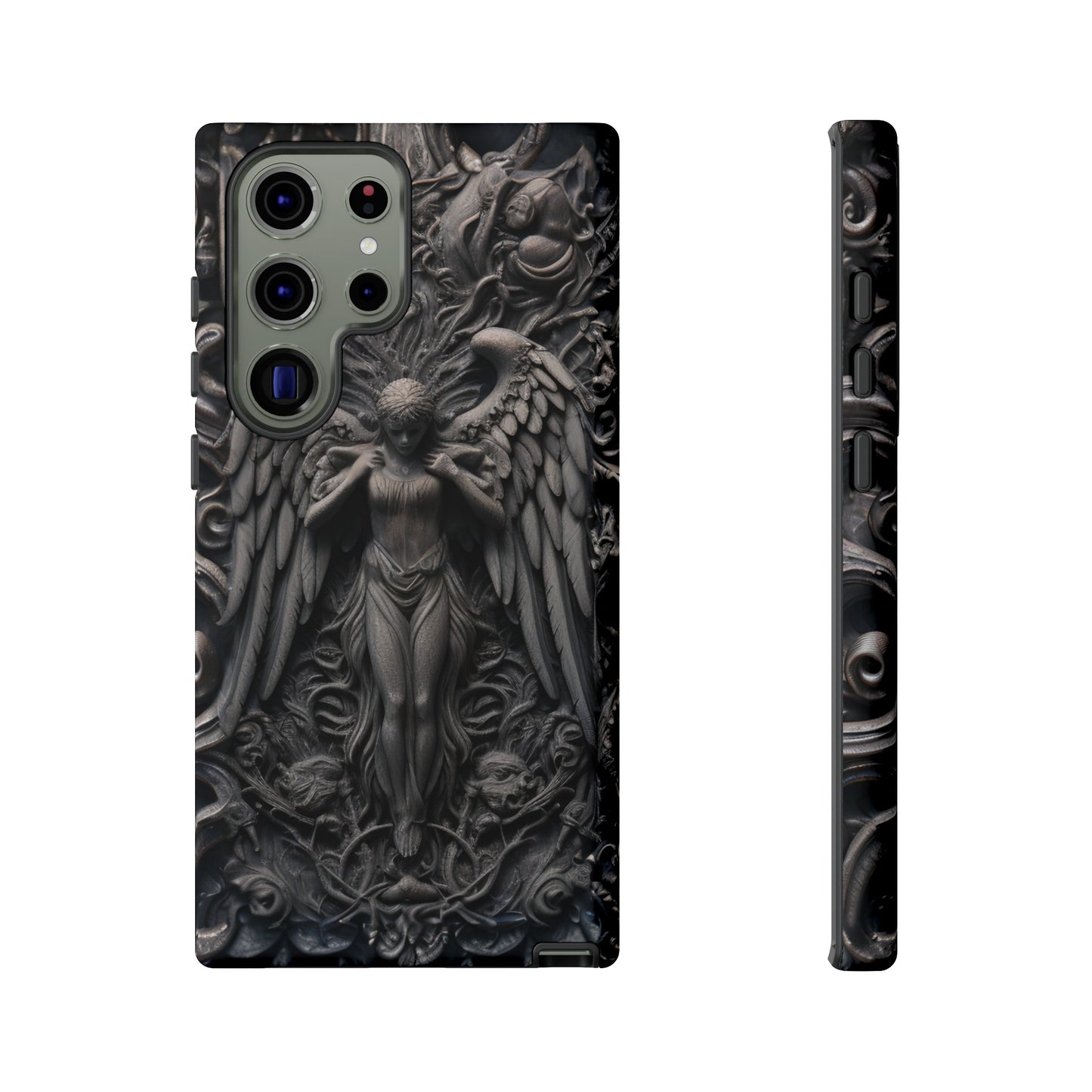 Grey Angel Phone Case – Gothic Marble Statue Design for iPhone, Samsung Galaxy, and Google Pixel Devices