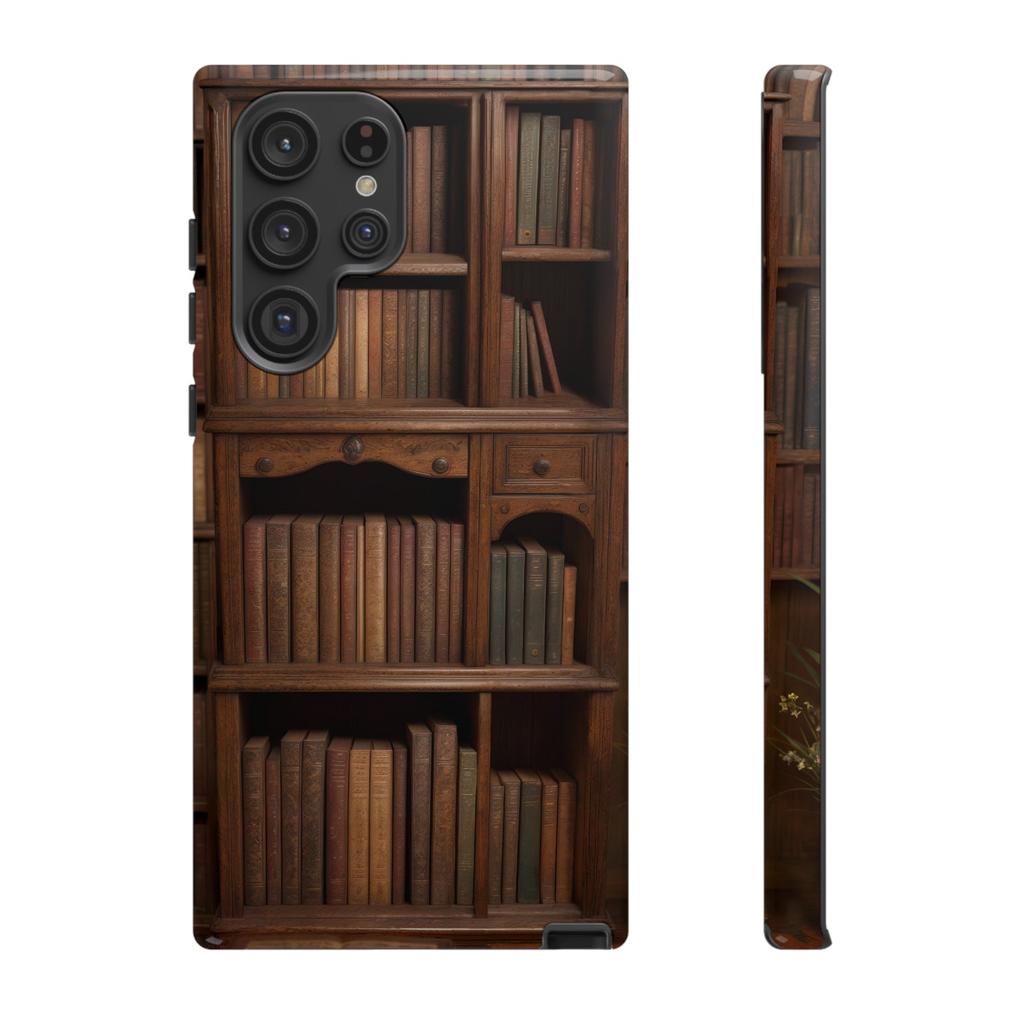 Book Shelf Phone Case – Vintage Library Design for iPhone, Samsung Galaxy, and Google Pixel Devices