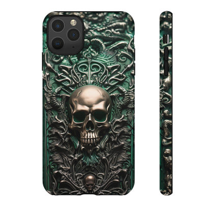 Green Skull Phone Case – Ornate Gothic Design for iPhone, Samsung Galaxy, and Google Pixel Devices