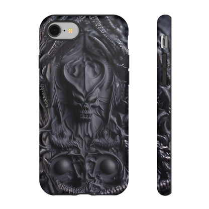 Black Demon Phone Case – Horned Hell Horror Design for iPhone, Samsung Galaxy, and Google Pixel Devices