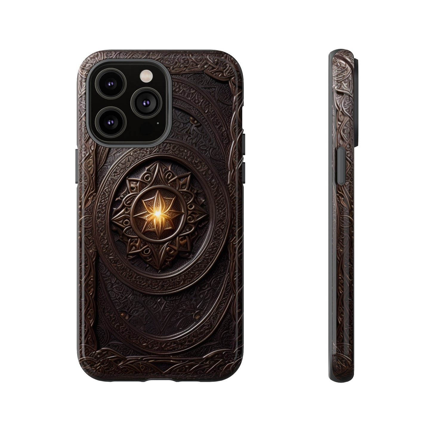 Intricate Leather Flower Tough Phone Case – Elegant Floral Design for iPhone, Samsung Galaxy, and Google Pixel Devices