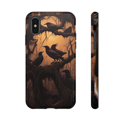 Ravens at Dusk Phone Case – Gothic Halloween Design with Edgar Allan Poe Inspired Crows for iPhone, Samsung Galaxy, and Google Pixel Devices