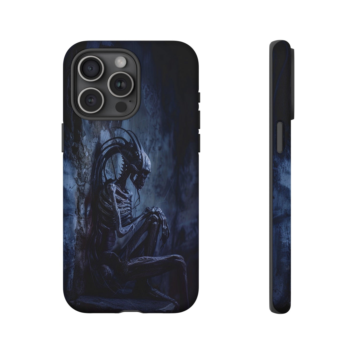 Gothic Alien Skeleton iPhone Case - Sci-Fi Horror Design