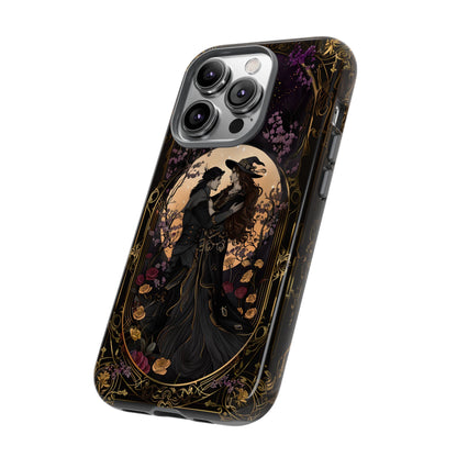 Gothic Romance Phone Case - Enchanted Witch and Lover Design for iPhone, Samsung Galaxy, and Google Pixel Devices