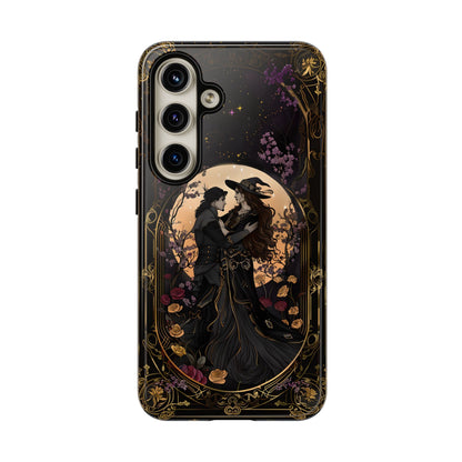 Gothic Romance Phone Case - Enchanted Witch and Lover Design for iPhone, Samsung Galaxy, and Google Pixel Devices