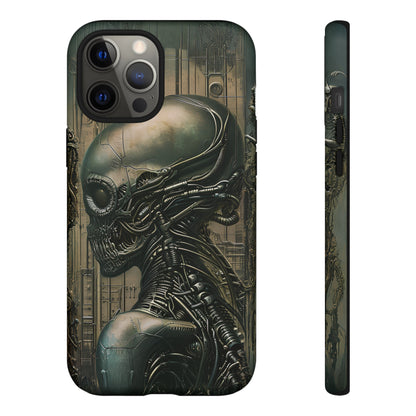 Biomechanical Android Phone Case – Futuristic Alien Horror H.R. Giger-Inspired Design for iPhone, Samsung Galaxy, and Google Pixel Devices