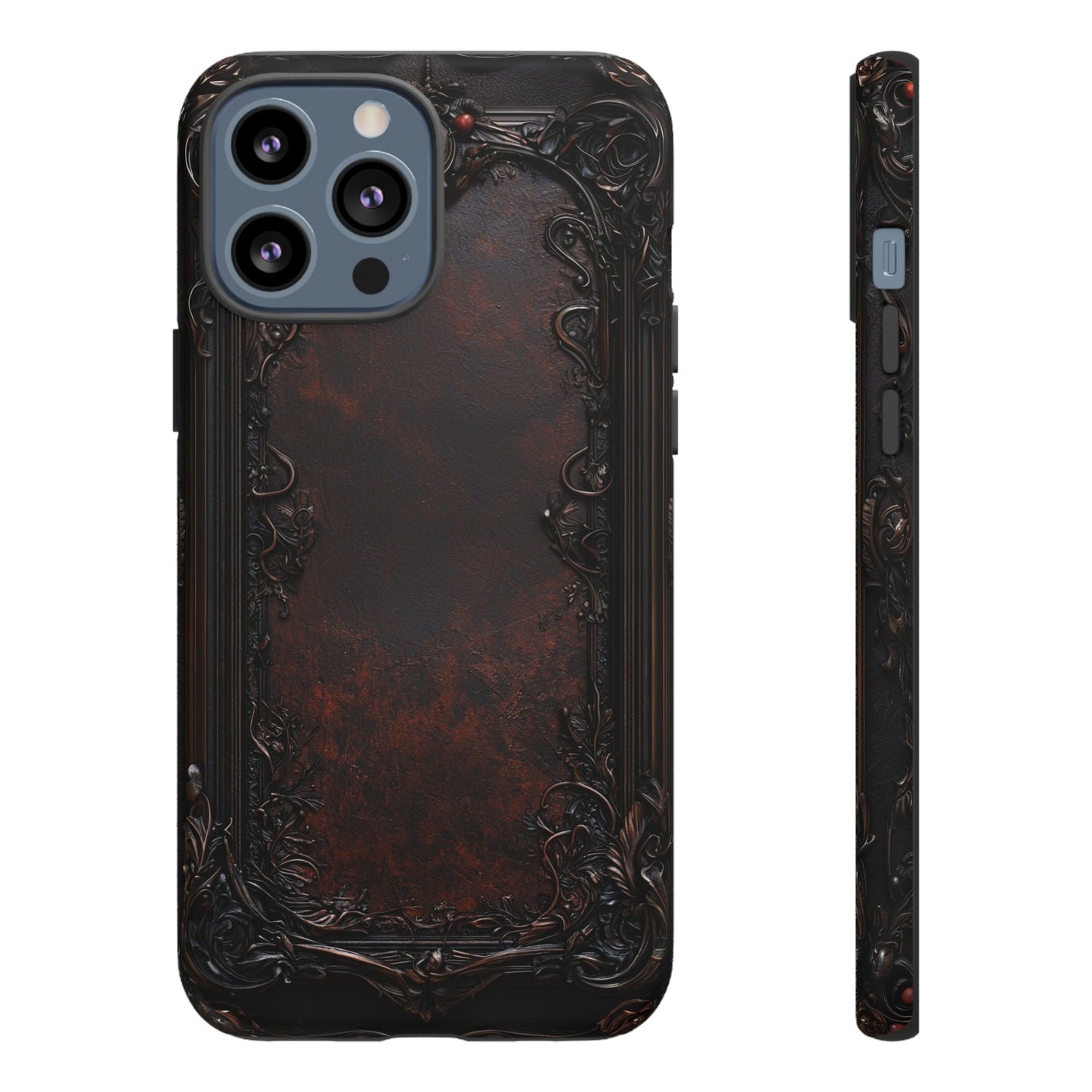 Gothic Ornate Leather-Inspired Phone Case - Dark Aesthetic Cover