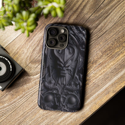 Black Demon Phone Case – Horned Hell Horror Design for iPhone, Samsung Galaxy, and Google Pixel Devices