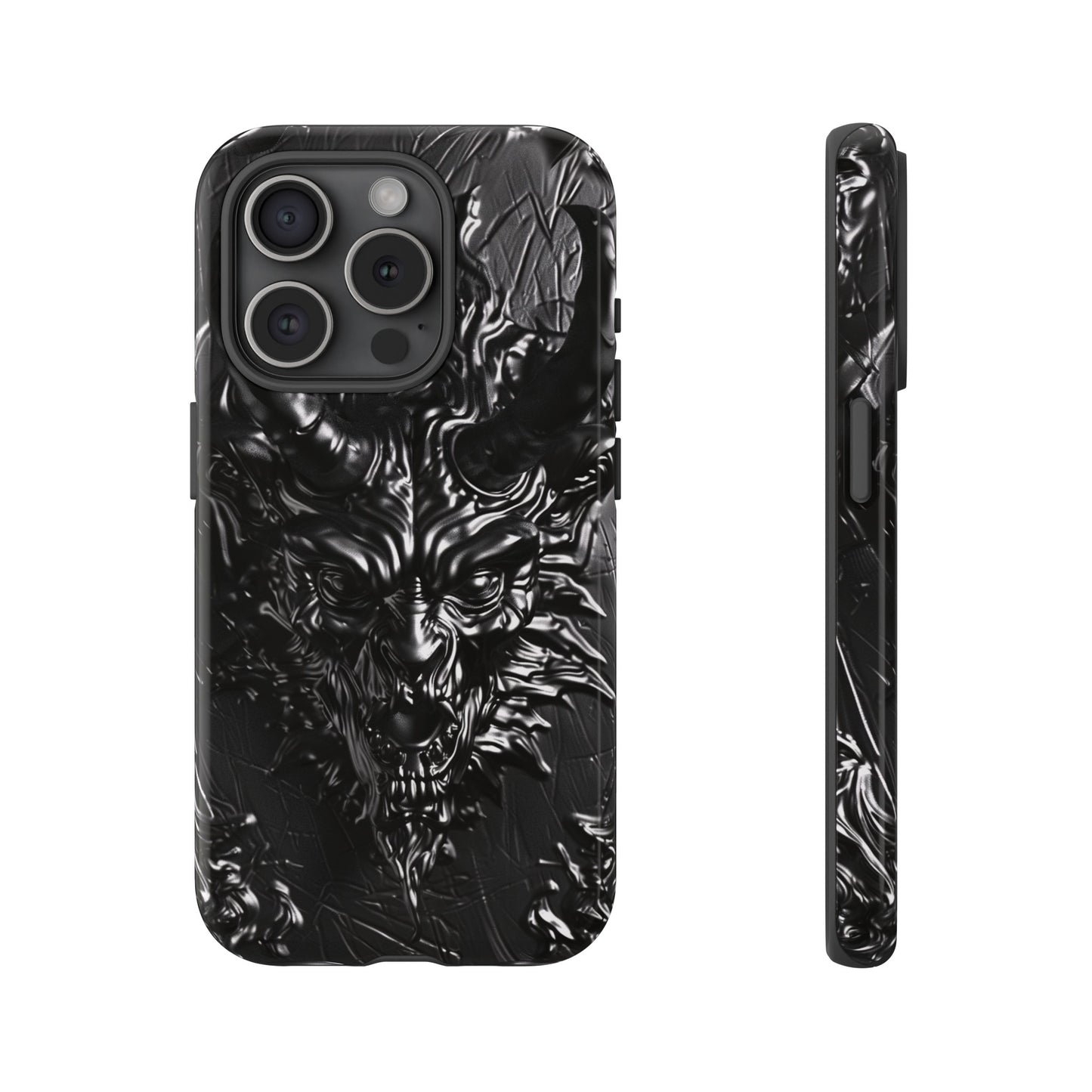 Silver Devil Phone Case – Gothic Demon Design for iPhone, Samsung Galaxy, and Google Pixel Devices