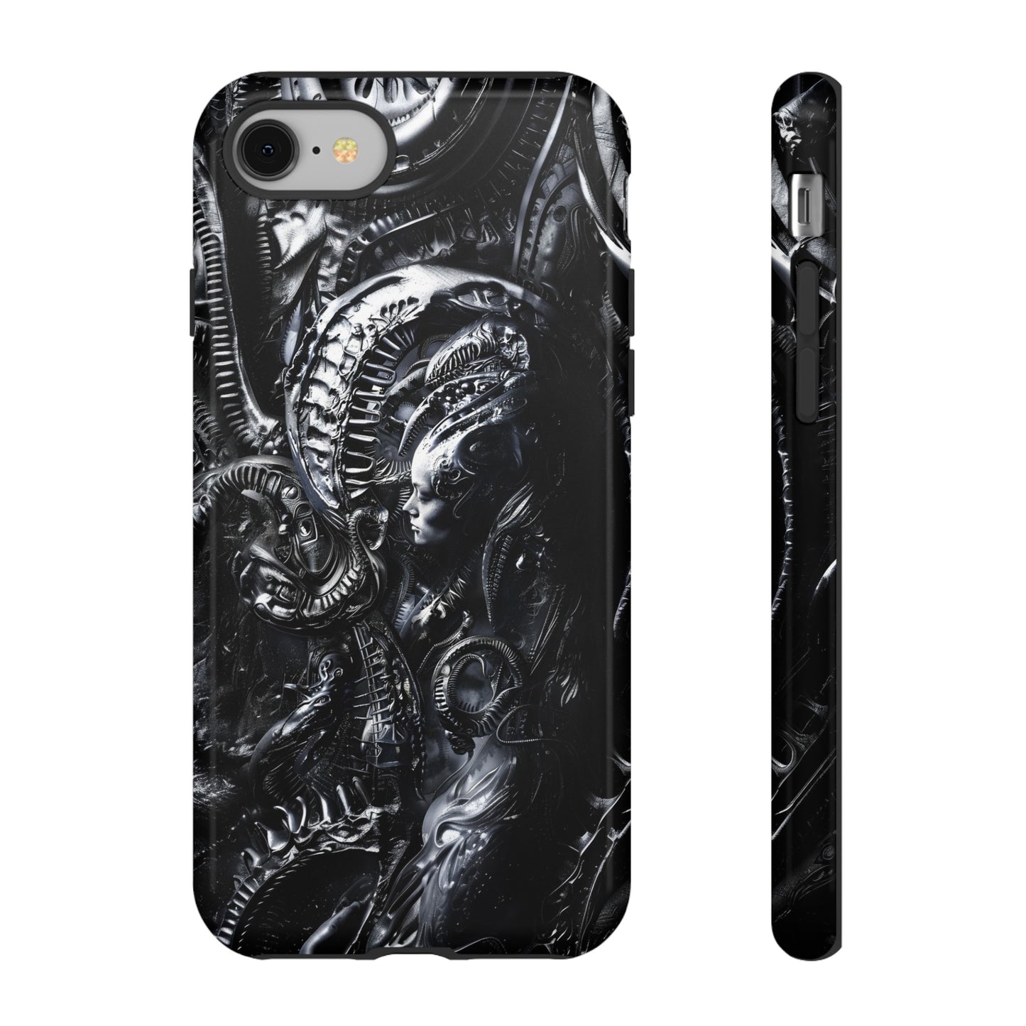 Biomechanical Transhumanism Phone Case – Alien Horror Design for iPhone and Samsung Galaxy Devices