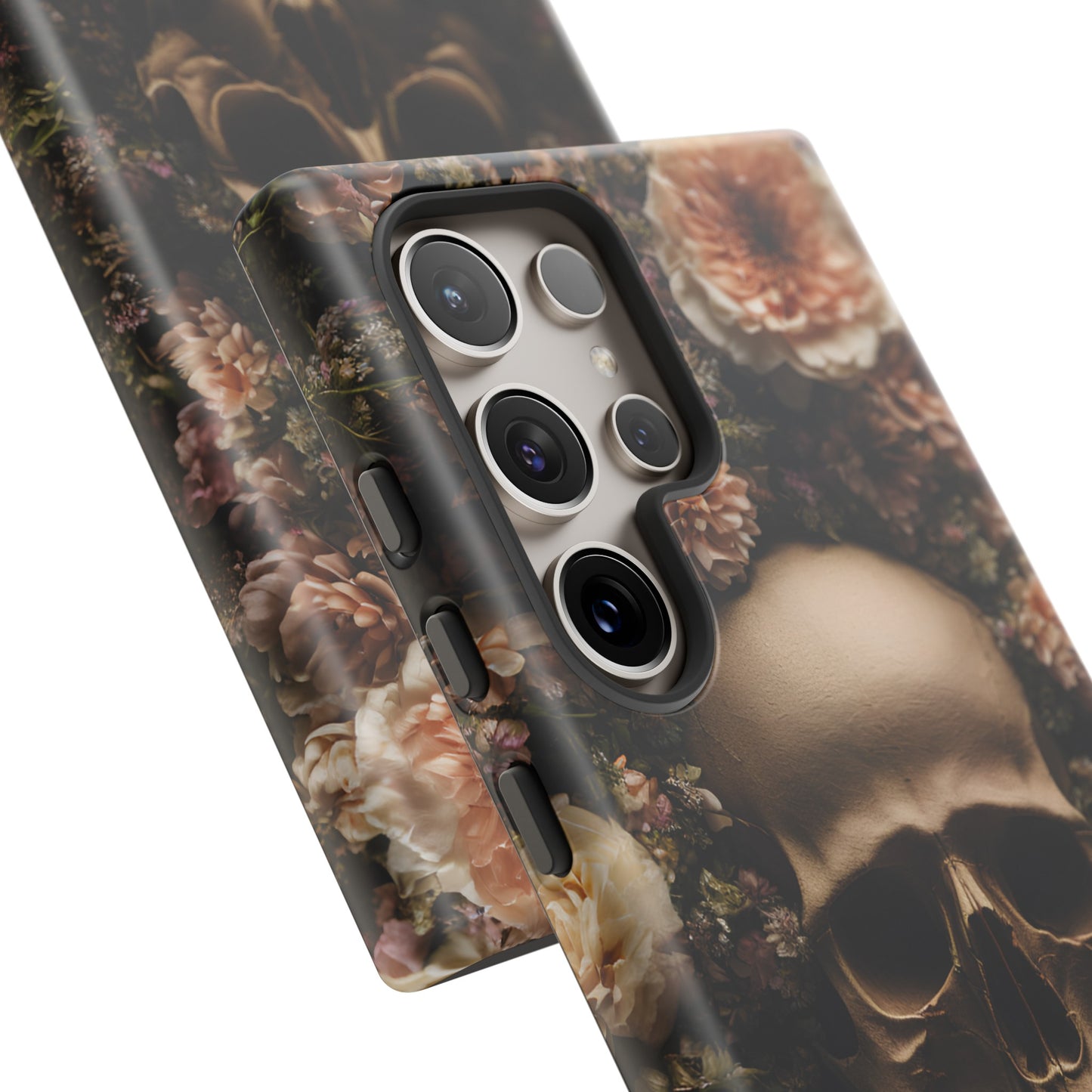 Skull and Flowers #2 Phone Case – Gothic Floral Design for iPhone, Samsung Galaxy, and Google Pixel Devices