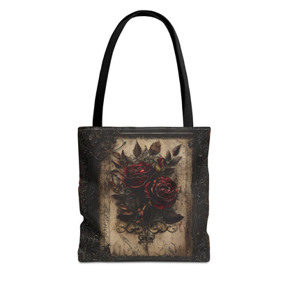 Vintage Gothic Rose Tote Bag - Dark Floral Elegance