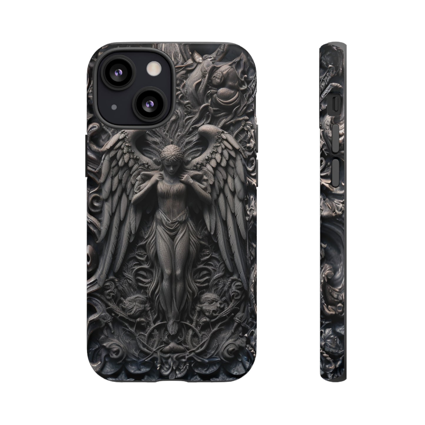 Grey Angel Phone Case – Gothic Marble Statue Design for iPhone, Samsung Galaxy, and Google Pixel Devices