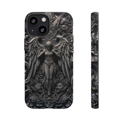 Grey Angel Phone Case – Gothic Marble Statue Design for iPhone, Samsung Galaxy, and Google Pixel Devices