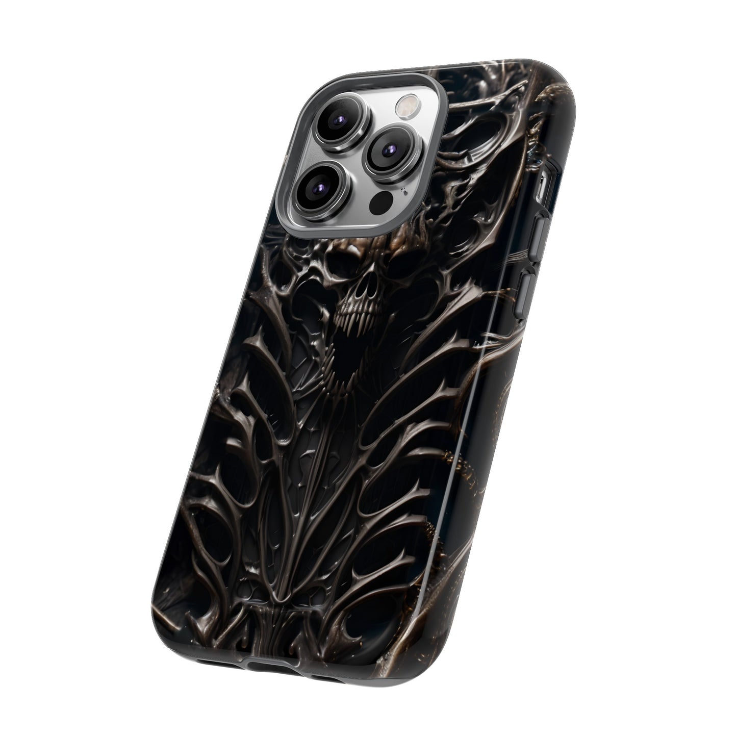 Biomechanical Horror 3 Tough Phone Case – Futuristic Alien Skull Design for iPhone, Samsung Galaxy, and Google Pixel Devices