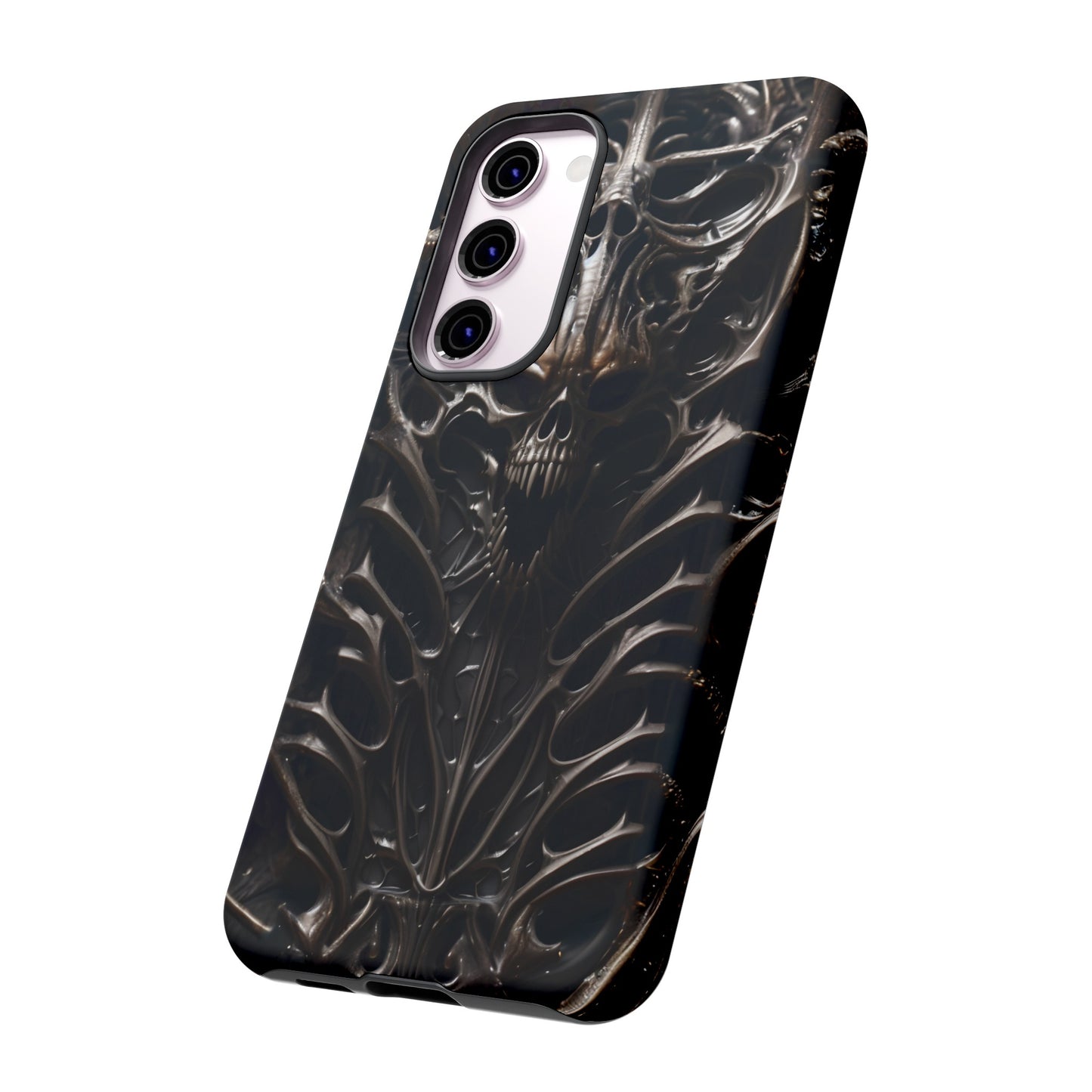 Biomechanical Horror 3 Tough Phone Case – Futuristic Alien Skull Design for iPhone, Samsung Galaxy, and Google Pixel Devices