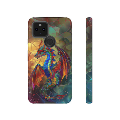 Stained Glass Dragon Phone Case - Colorful Fantasy Design for iPhone, Samsung Galaxy, Google Pixel Devices