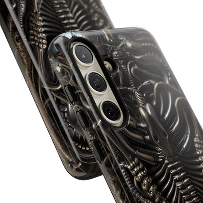 Biomechanical Nightmares Tough Phone Case – Alien Horror Design for iPhone and Samsung Galaxy Devices