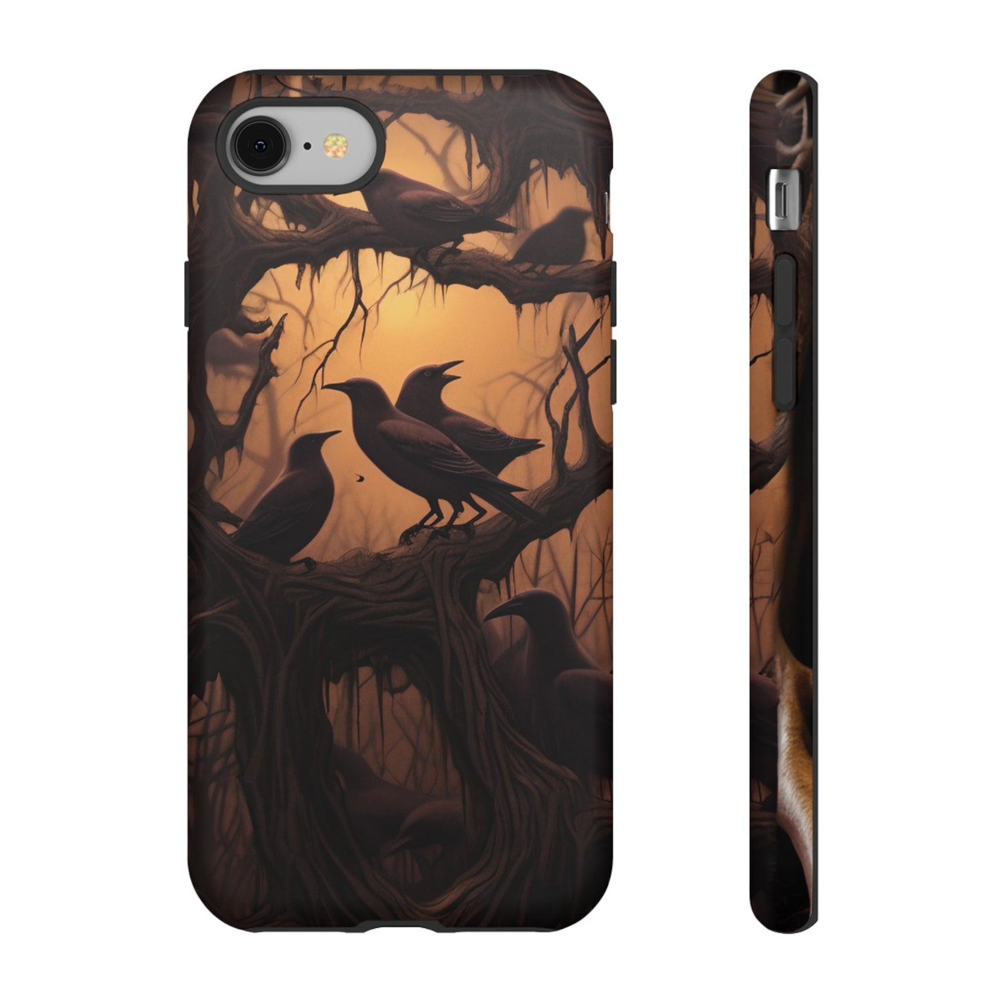 Ravens at Dusk Phone Case – Gothic Halloween Design with Edgar Allan Poe Inspired Crows for iPhone, Samsung Galaxy, and Google Pixel Devices