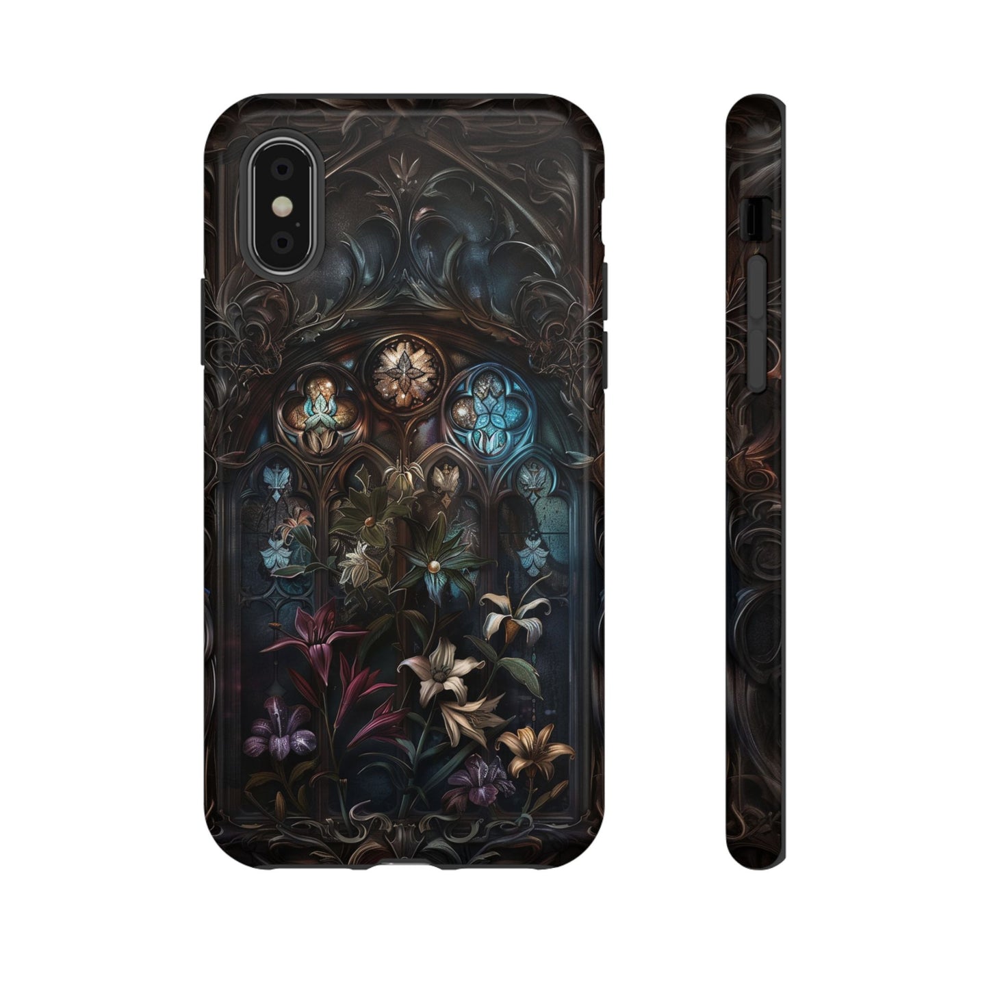 Elegant Gothic Flower Art Phone Case - Intricate Floral Design for iPhone, Samsung Galaxy, and Google Pixel Devices