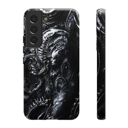 Biomechanical Transhumanism Phone Case – Alien Horror Design for iPhone and Samsung Galaxy Devices