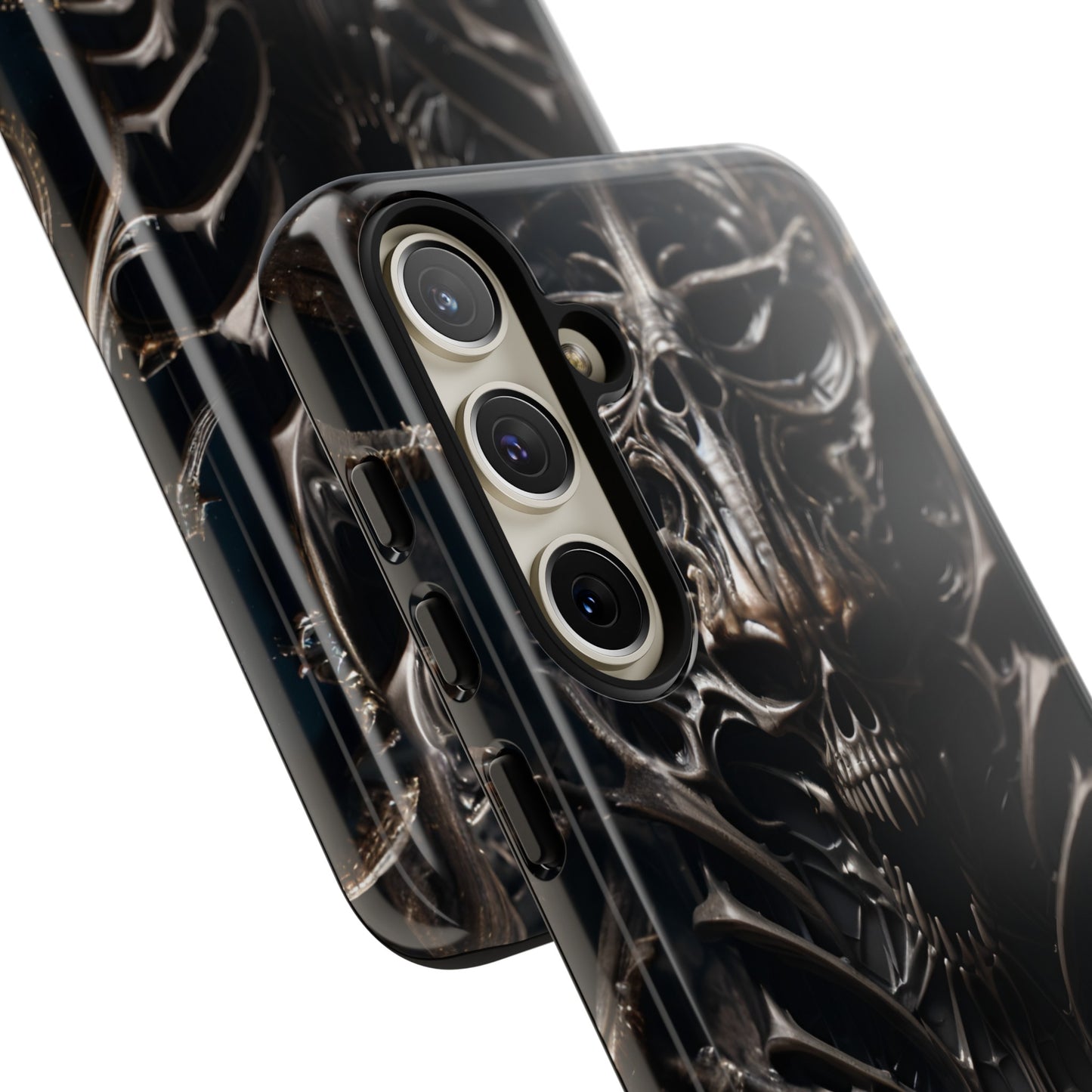 Biomechanical Horror 3 Tough Phone Case – Futuristic Alien Skull Design for iPhone, Samsung Galaxy, and Google Pixel Devices