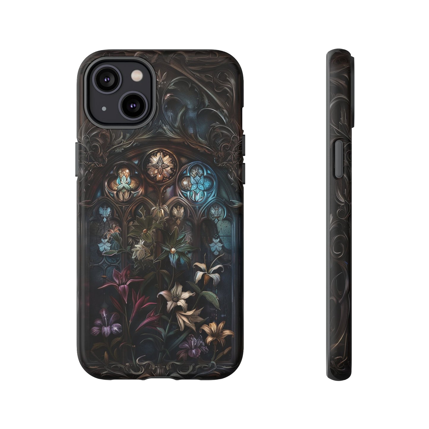 Elegant Gothic Flower Art Phone Case - Intricate Floral Design for iPhone, Samsung Galaxy, and Google Pixel Devices