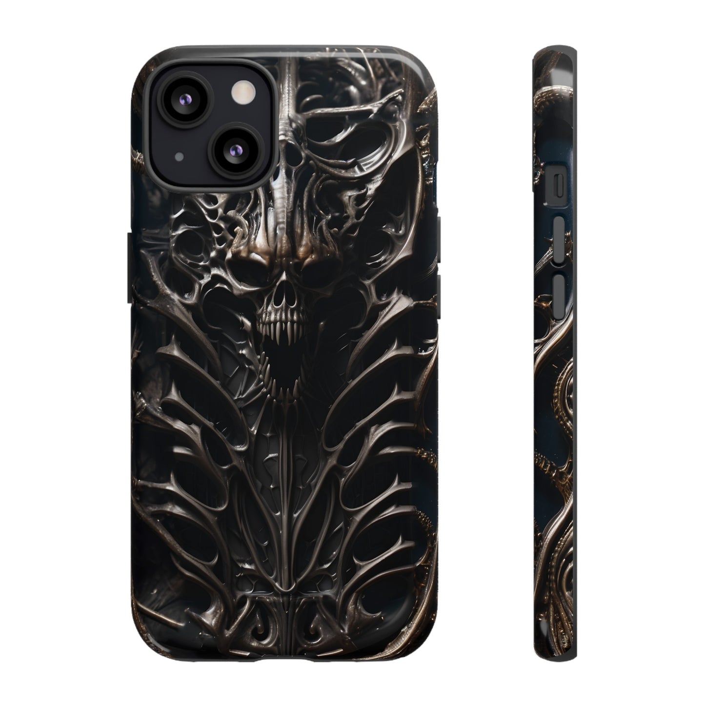 Biomechanical Horror 3 Tough Phone Case – Futuristic Alien Skull Design for iPhone, Samsung Galaxy, and Google Pixel Devices