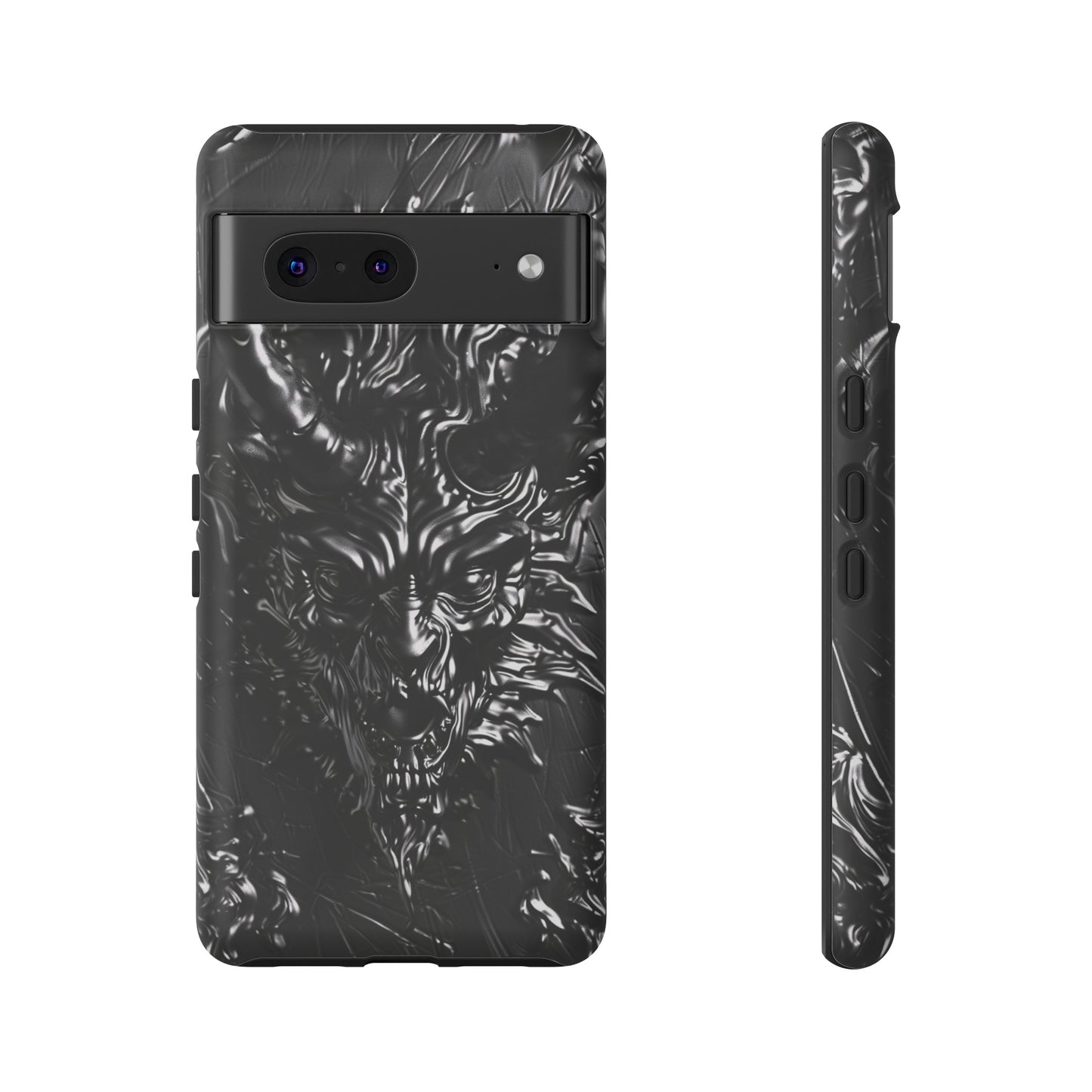 Silver Devil Phone Case – Gothic Demon Design for iPhone, Samsung Galaxy, and Google Pixel Devices