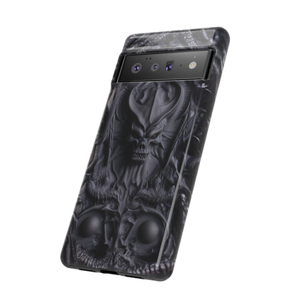 Black Demon Phone Case – Horned Hell Horror Design for iPhone, Samsung Galaxy, and Google Pixel Devices