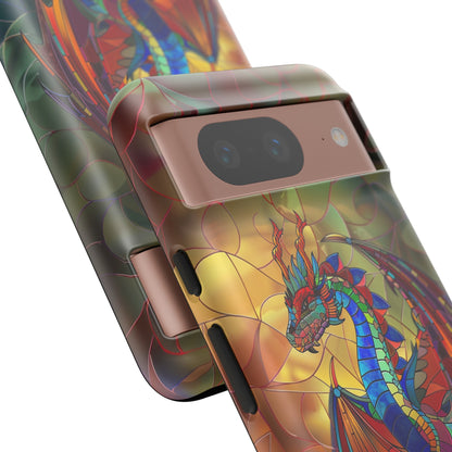 Stained Glass Dragon Phone Case - Colorful Fantasy Design for iPhone, Samsung Galaxy, Google Pixel Devices